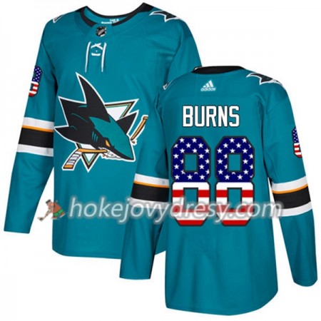 Pánské Hokejový Dres San Jose Sharks Brent Burns 88 2017-2018 USA Flag Fashion Teal Adidas Authentic